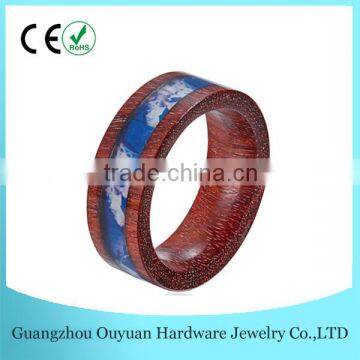 Natural Wooden Finger Ring with Camouflage Inlay
