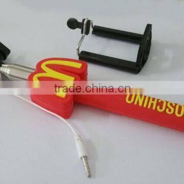 New Design Cartoon Shape Selfie Stick, Mini Lovely Cartoon Extendable Wired Aluminium Alloy Selfie Stick
