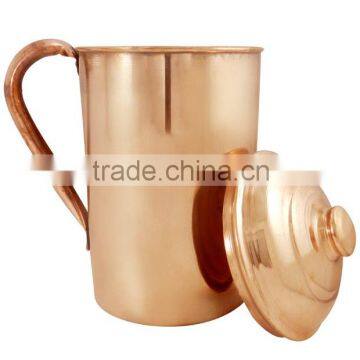 100% Pure Copper Water Jug with Lid