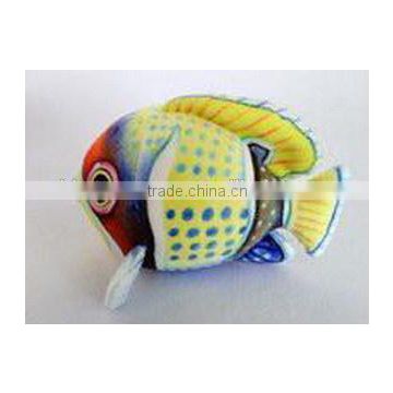 factory wholesale 3D blue yellow pot flatfish plush toy realistic stuffed plush animal fish toy soft toy