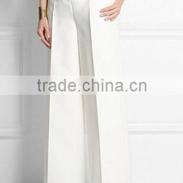 ladies white pants formal loose wide leg pants OEM ODM women white loose pants