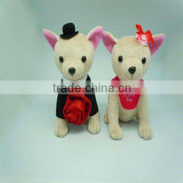 stuffed valentine plush dog with heart with soft material and delicate handmade products