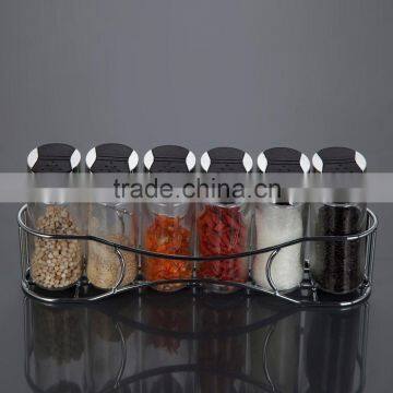 Glass Spice Storage Dispenser Containers Spice Jar w Rack 3.5 oz