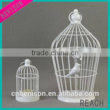 white matt high quality decorative hanging metal birdcage candle holder