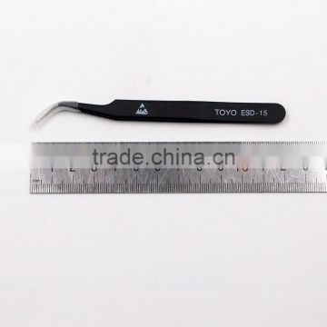 High Quality ESD Black Stainless Steel Tweezers