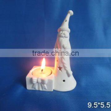 Hot selling Porcelain white santa candle holder