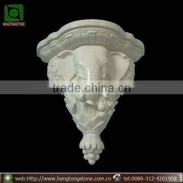 Home Decorative White Marble Elephant Relief Wall Hanging Sculpture