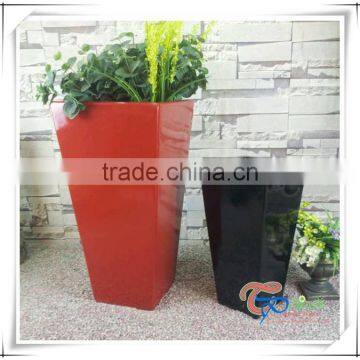 Hot sale fiberglass glazed indoor tall red planter flower pot