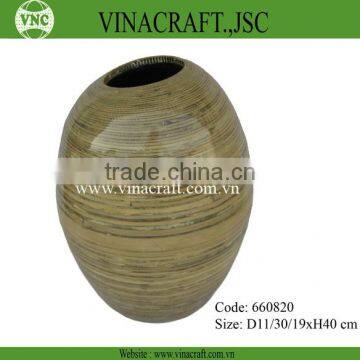 Natural spun bamboo Vase with black vein