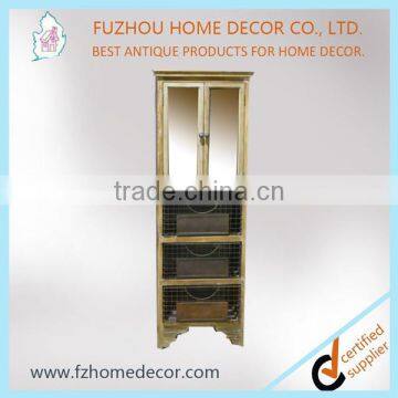 Wholesale kitchen cabinet designs with mirror door and metal wire drawers