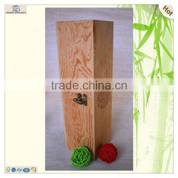 Luxury Hinged Lock Burned Red Pattern Wine Box photo-3