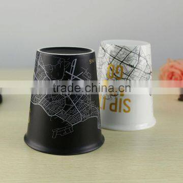 Anti Spill Double Wall Ceramic Travel Mug Double Wall Ceramic Mug photo-5