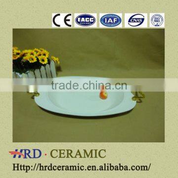 Square 2015 ceramic plate with handle for home decoration