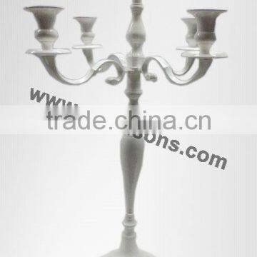 Wedding White Candelabra 5 Light With Flower Bowl( Optional) / Aluminium Candelabra for Decoration 90 Cms photo-2