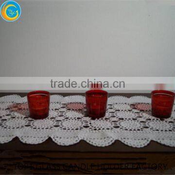 Red Glass Tea Light Holde photo-5