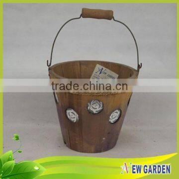 Cheap New Garden Decor Customizable Wooden Barrel Planter photo-3