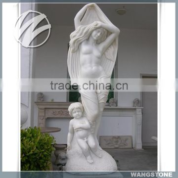 Marble Nude Elegant Mother and Child Garden Statue