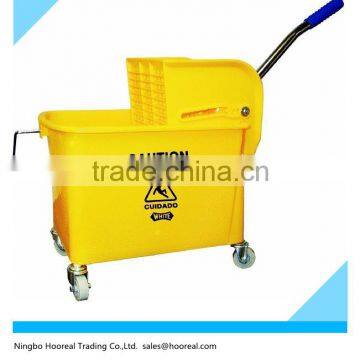 Heavy Duty Commercial Plastic Mop Bucket 20L W/ Wringer, Yellow - Commercial Grade For Hotel/Houstital/Housekeeping Cleaning