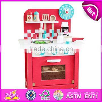 New Design Children Pretend Play Toys Wooden Red Play Kitchen W10C282 photo-6