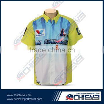 Sublimation Printing racing jersey Short sleeve team racing pit crew shirt