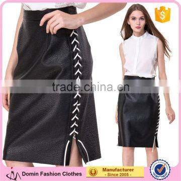 Domin Fashion Black PU Leather Design Skirts Women photo-1