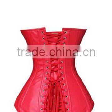 Fashionable Lapel Lace-Up Faux Leather Solid Color Women's Corset photo-5