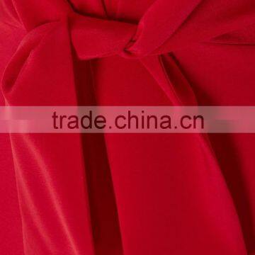 Wholesale Women Apparel Red Stretch Silk Tie-front Wid-leg Jumpsuit(DQE0137J) photo-4
