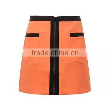 Latest Design Front Zipper Design A-line Office Uniform Skirts 2015 High Quality Ladies Short Skirt photo-2