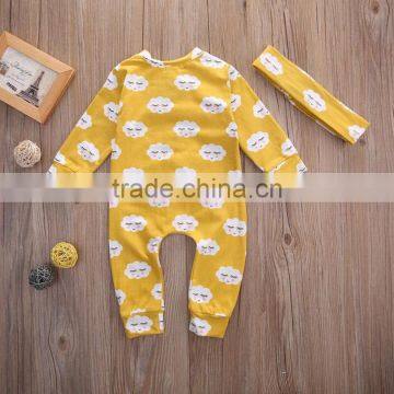 Wholesale Spanish Baby Clothes Smiled Cloud Printed Ginger Colour Icing Rompers photo-4