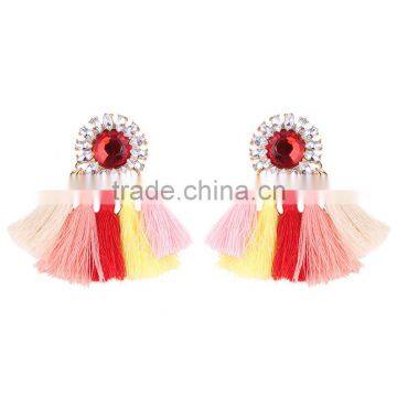 Bohemian Jewelry Big Crystal Gems With Tassel Drop Earrings for Women photo-4