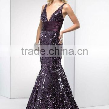 dark purple full beads bandage dress