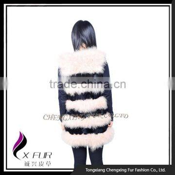 CX-G-B-248 Excellent Turkey Feather Girls Fur Vest photo-3