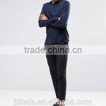Fashion Men Baseball Collar Long Sleeves Top T-shirt Custom photo-4