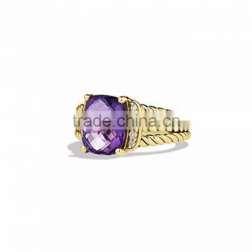 Designer Big Gemstone With CZ Studded Gold Plated Ring