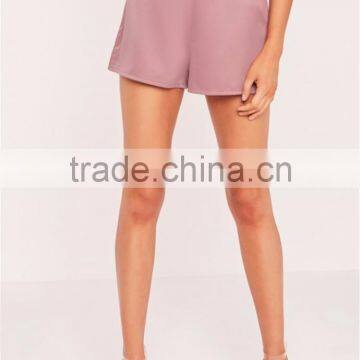 High Waist Women Plain Pink Satin Shorts Lilac Wholesale High Quality photo-5