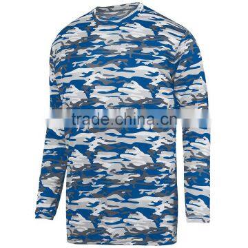 Camo Style Long Sleeve Wicking Tee Self Fabric Collar Custom Color Logo Printing Tshirt 100% Polyester Wicking Printed Knit Long photo-6
