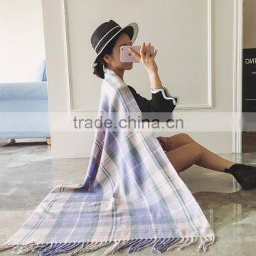 Popular Style Girl Scarf Spring and Autumn Grid Imitated Cashmere Material Useful for Nearly Any Occasion Ladies Cappa photo-3