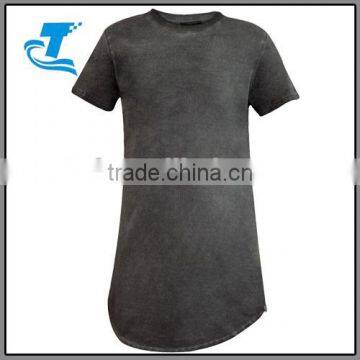 fashion cotton short sleeve men breathable blank long hem t-shirt