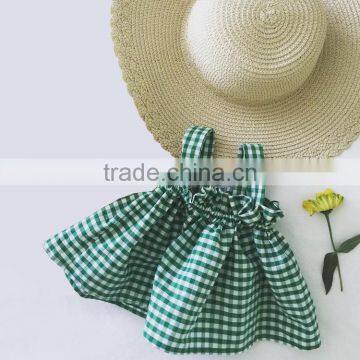 YF71222 summer latest style baby clothing plaid sleeveless baby skirt dress