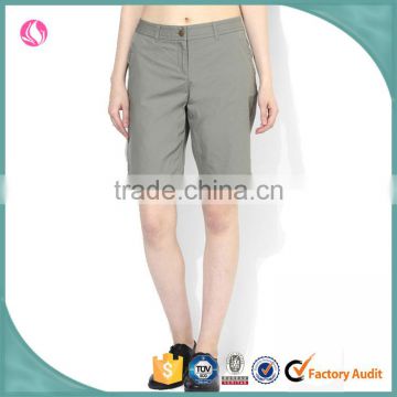 Ladies Woven Half Shorts Solid Grey Poplin Women Fancy Shorts