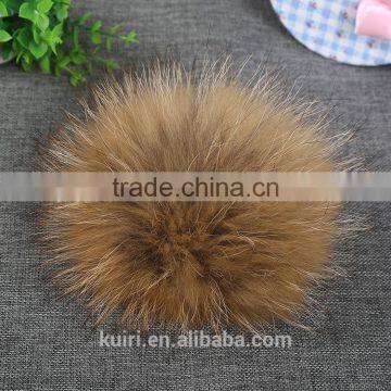 100% Real Raccoon Fur Pom Pom Keychain Fluffy Fur Balls Genuine Fur Pompons for Bag Hats Cap Scarf Gloves With Buttons photo-4