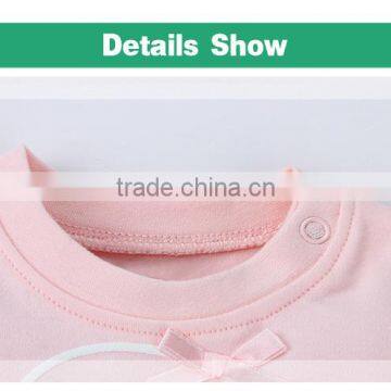 Puff Printing Cute Pink Crew Neck Baby Girls Long Sleeves T-shirt photo-4