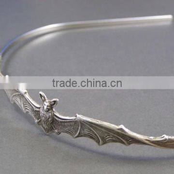 Bat Headband Vampire Silver Head Piece Goth Halloween Hair Accessory photo-5