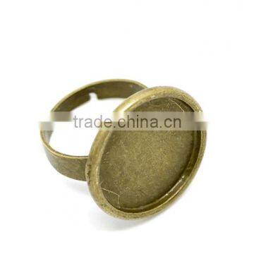 10PCs Antique Bronze Adjustable Rings Blank Settings 18.3mm US 8 Ring Setting