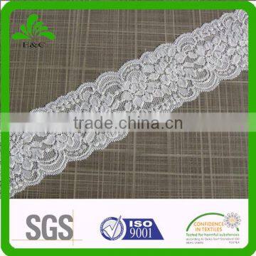 Fashion white crocheted elastic lace wholesale, elastic lace for headband material