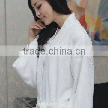 Microfiber white fluffy bathrobe