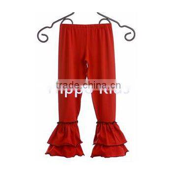 Wholesale red ruffle leggings boutique little girls skinny leggings girl tango pants