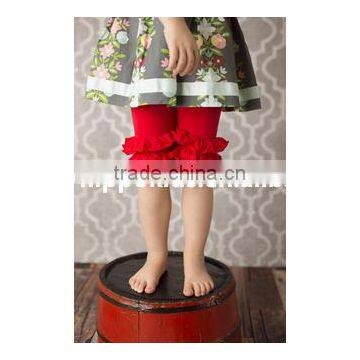 Whlesale red ruffle shorts little girls skinny leggings girls 100% cotton pants