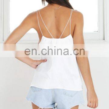 2017 Latest Design Girls Top Fashion White Halter Neck Tops photo-6