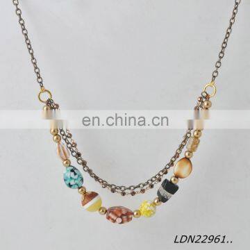 Latest Irregularity Or Multi Color Bead 3 Roll Chain Hematite Necklace Jewelry